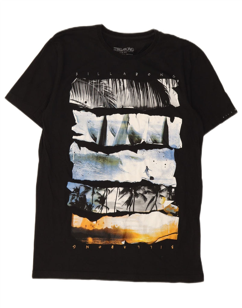BILLABONG Mens Slim Fit Graphic T-Shirt Top Medium Black Cotton Vintage Billabong and Second-Hand Billabong from Messina Hembry 