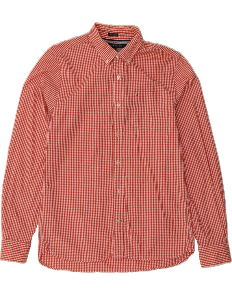 TOMMY HILFIGER Mens Custom Fit Shirt Small Red Gingham Cotton 80s Vintage Tommy Hilfiger and Second-Hand Tommy Hilfiger from Messina Hembry 