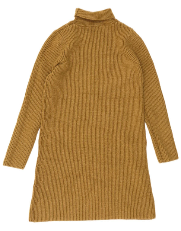 Zara Womens Roll Neck Jumper Dress UK 8 Small Khaki Acrylic