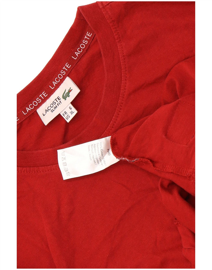 Lacoste Mens T-Shirt Top Size 6 XL Red Cotton
