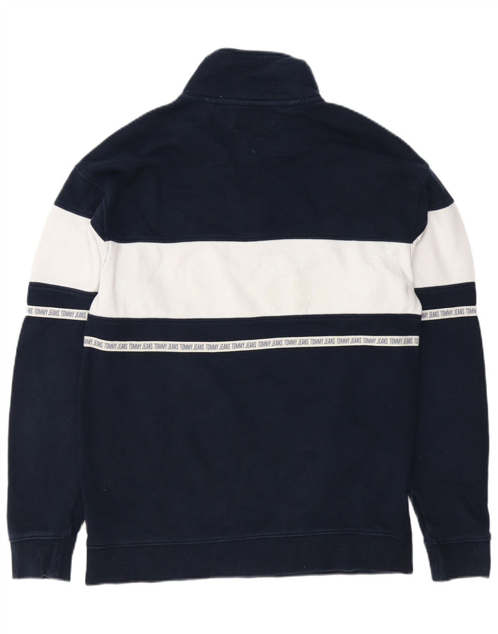 Tommy Hilfiger Mens Graphic Sweatshirt Jumper Small Navy Blue Colourblock