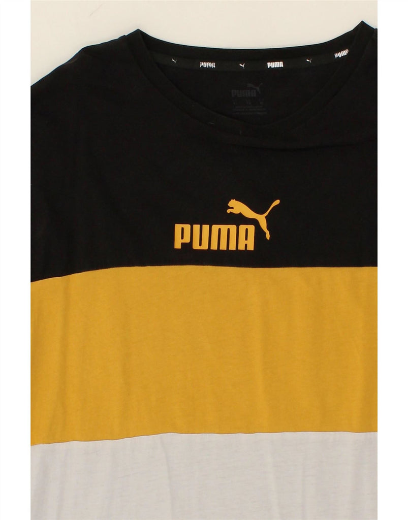 PUMA Mens Graphic T-Shirt Top XL Black Colourblock Cotton Vintage Puma and Second-Hand Puma from Messina Hembry 