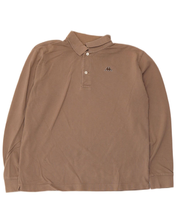 Kappa Mens Long Sleeve Polo Shirt Small Grey Cotton