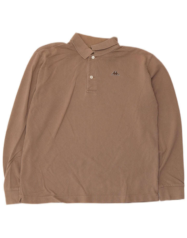 Kappa Mens Long Sleeve Polo Shirt Small Grey Cotton