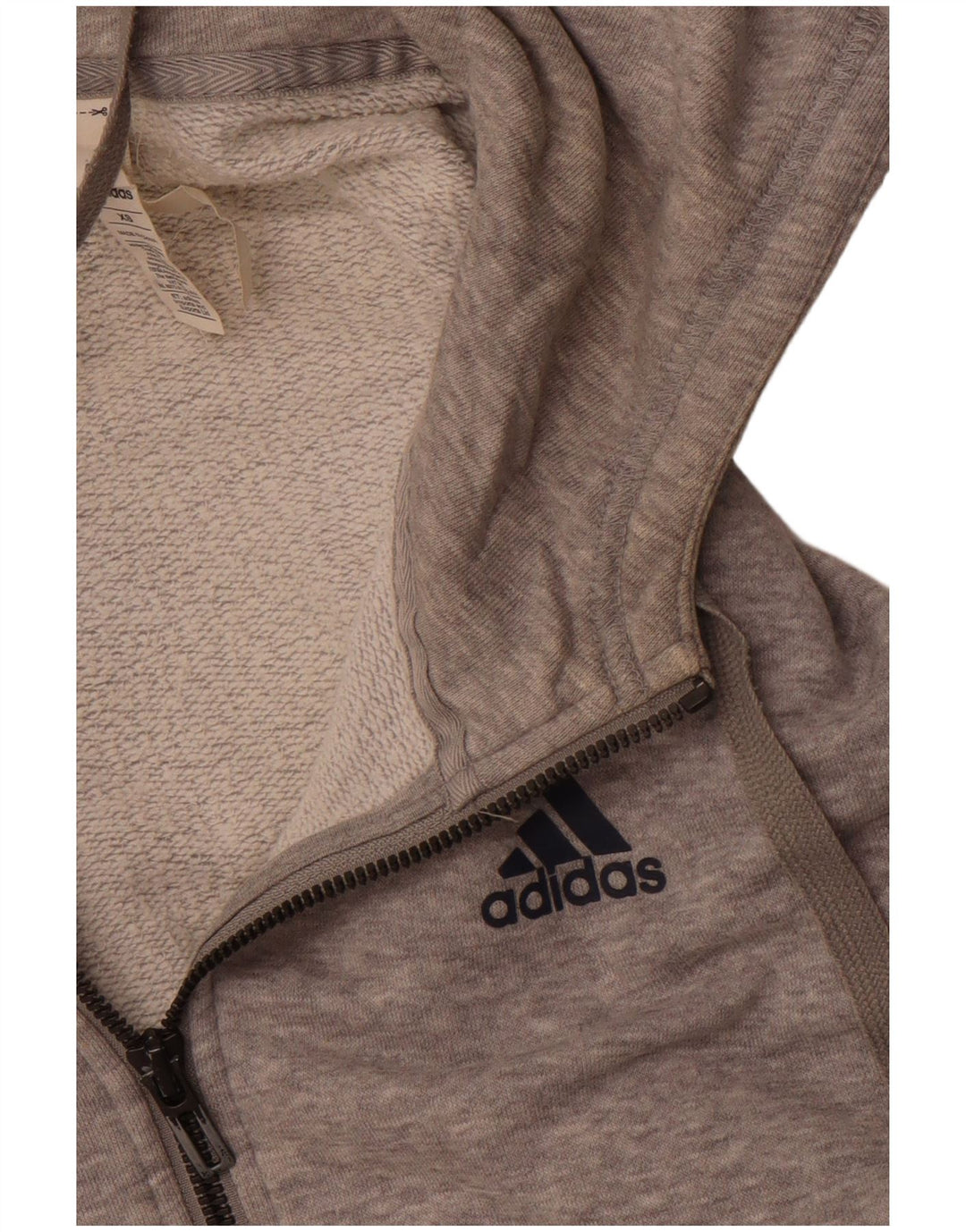 Adidas Womens Oversized Zip Hoodie Sweater UK 6 XS Grey Cotton