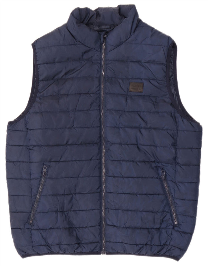 Jack & Jones Mens Padded Gilet UK 40 Large Navy Blue Polyester
