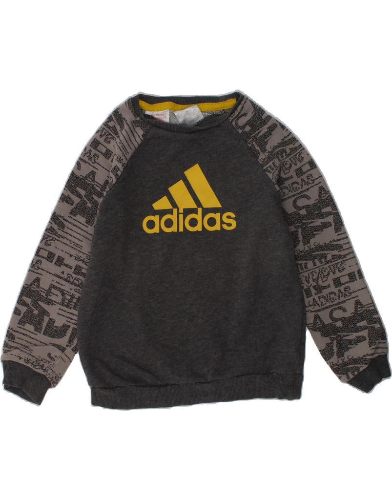 ADIDAS Boys Graphic Sweatshirt Jumper 3-4 Years Grey Cotton | Vintage Adidas | Thrift | Second-Hand Adidas | Used Clothing | Messina Hembry 