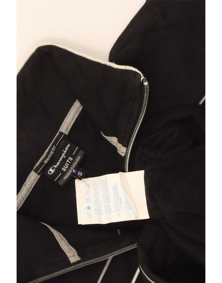 Champion Womens Tracksuit Top Jacket UK 10 Small Black Cotton