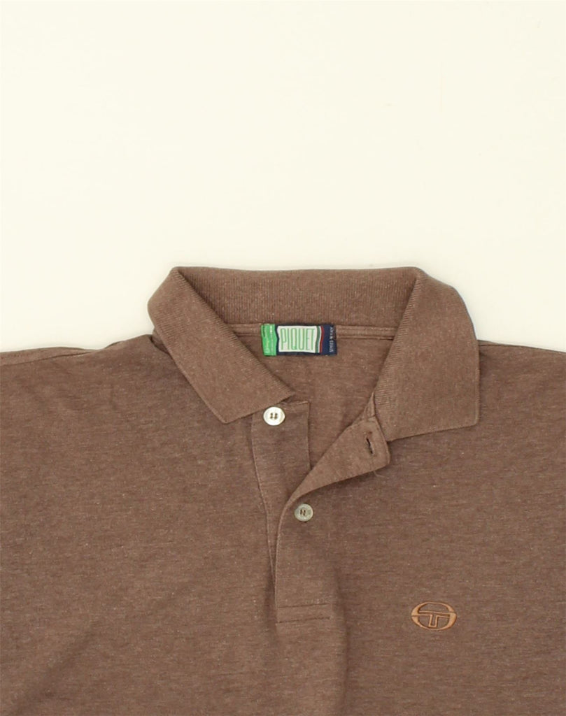 SERGIO TACCHINI Mens Polo Shirt IT 46 Small Brown Cotton | Vintage Sergio Tacchini | Thrift | Second-Hand Sergio Tacchini | Used Clothing | Messina Hembry 