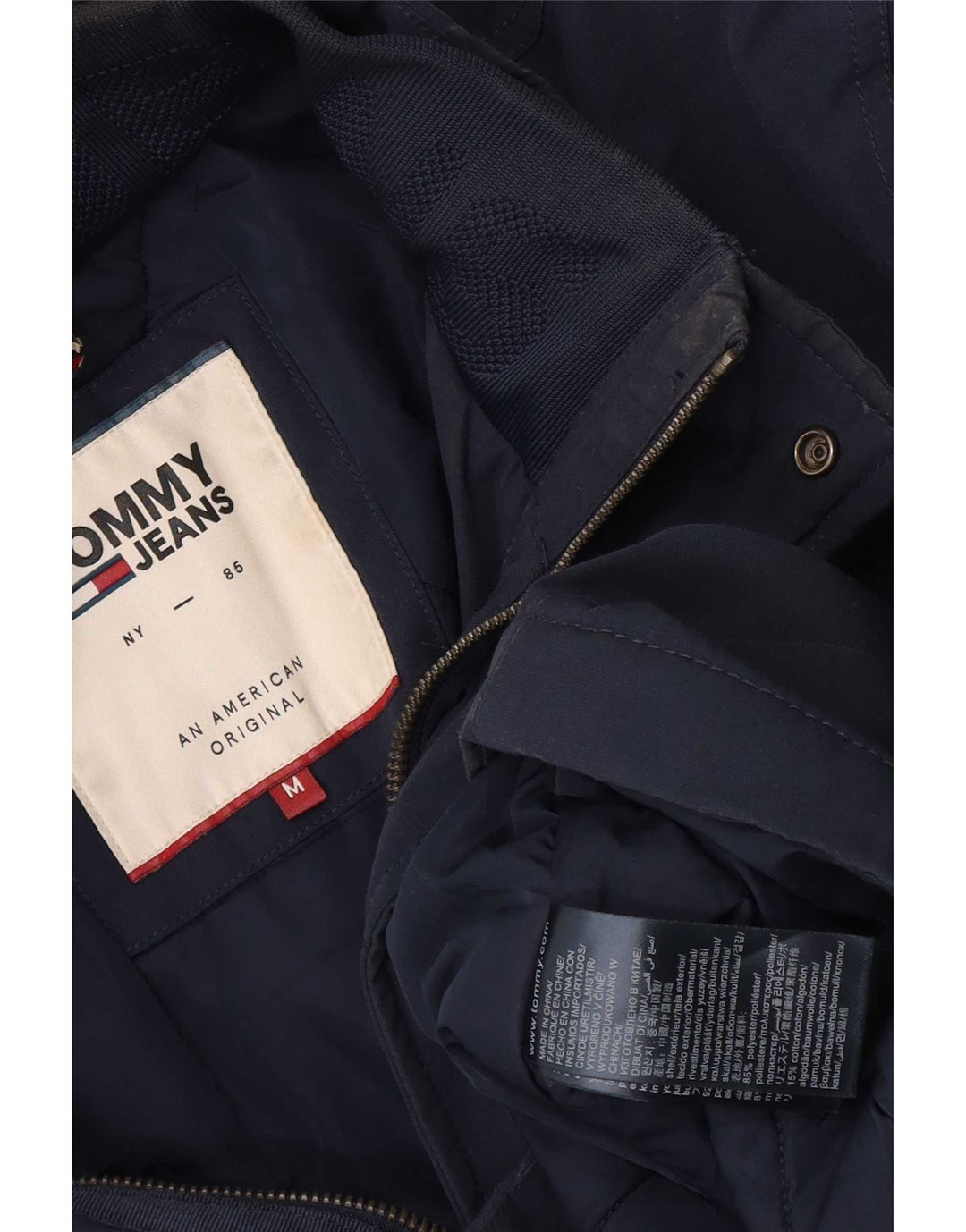 Tommy Hilfiger Mens Hooded Windbreaker Coat UK 38 Medium Navy Blue