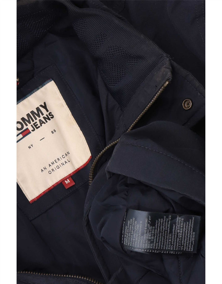 Tommy Hilfiger Mens Hooded Windbreaker Coat UK 38 Medium Navy Blue