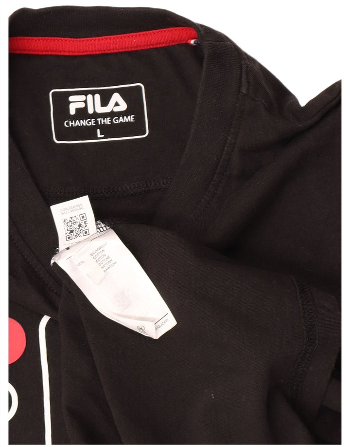 Fila Mens Graphic Top Long Sleeve Large Black Cotton