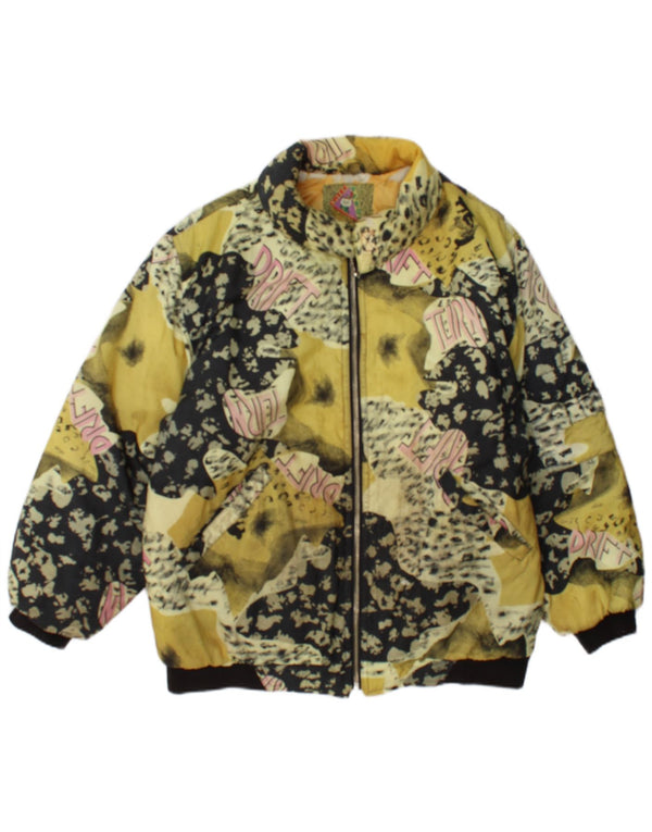 Vintage Womens Graphic Bomber Jacket UK 18 XL Yellow Animal Print