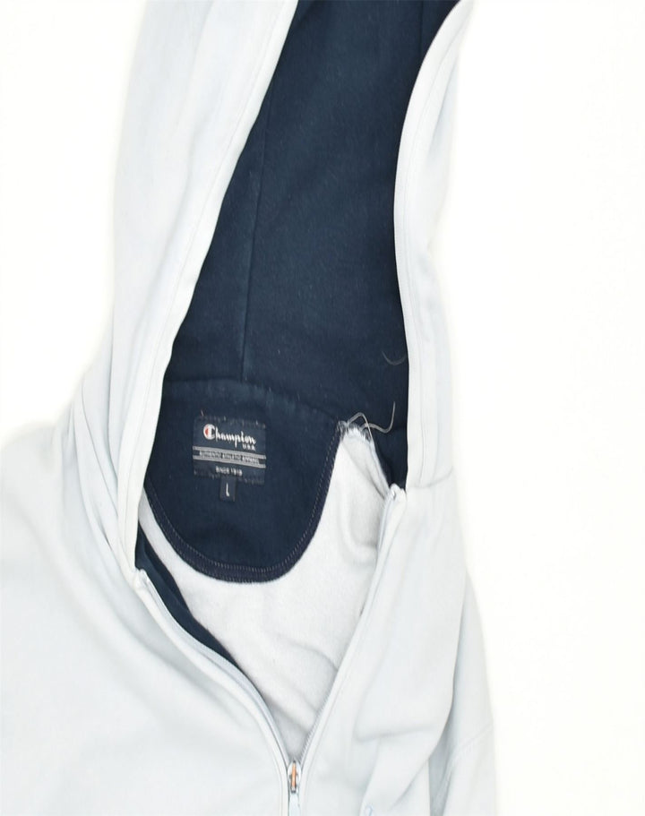 CHAMPION Womens Oversized Zip Hoodie Sweater UK 16 large Blue Cotton | Vintage | Thrift | Second-Hand | Used Clothing | Messina Hembry 