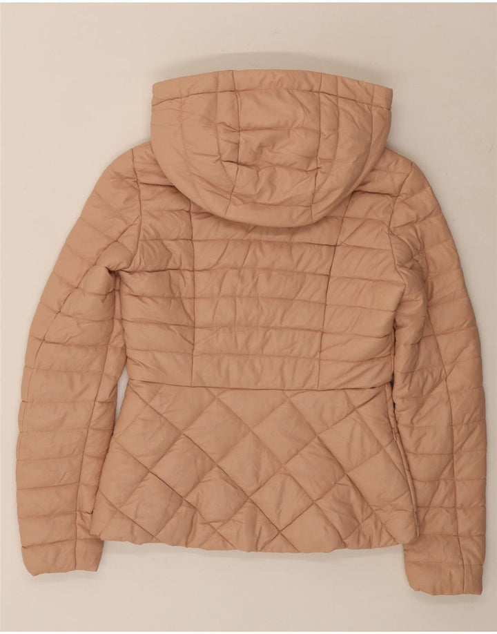 GUESS Womens Hooded Padded Jacket UK 6 XS Pink Polyurethane