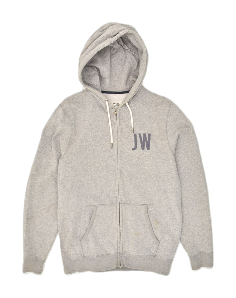 JACK WILLS Mens Graphic Zip Hoodie Sweater Medium Grey Cotton | Vintage Jack Wills | Thrift | Second-Hand Jack Wills | Used Clothing | Messina Hembry 