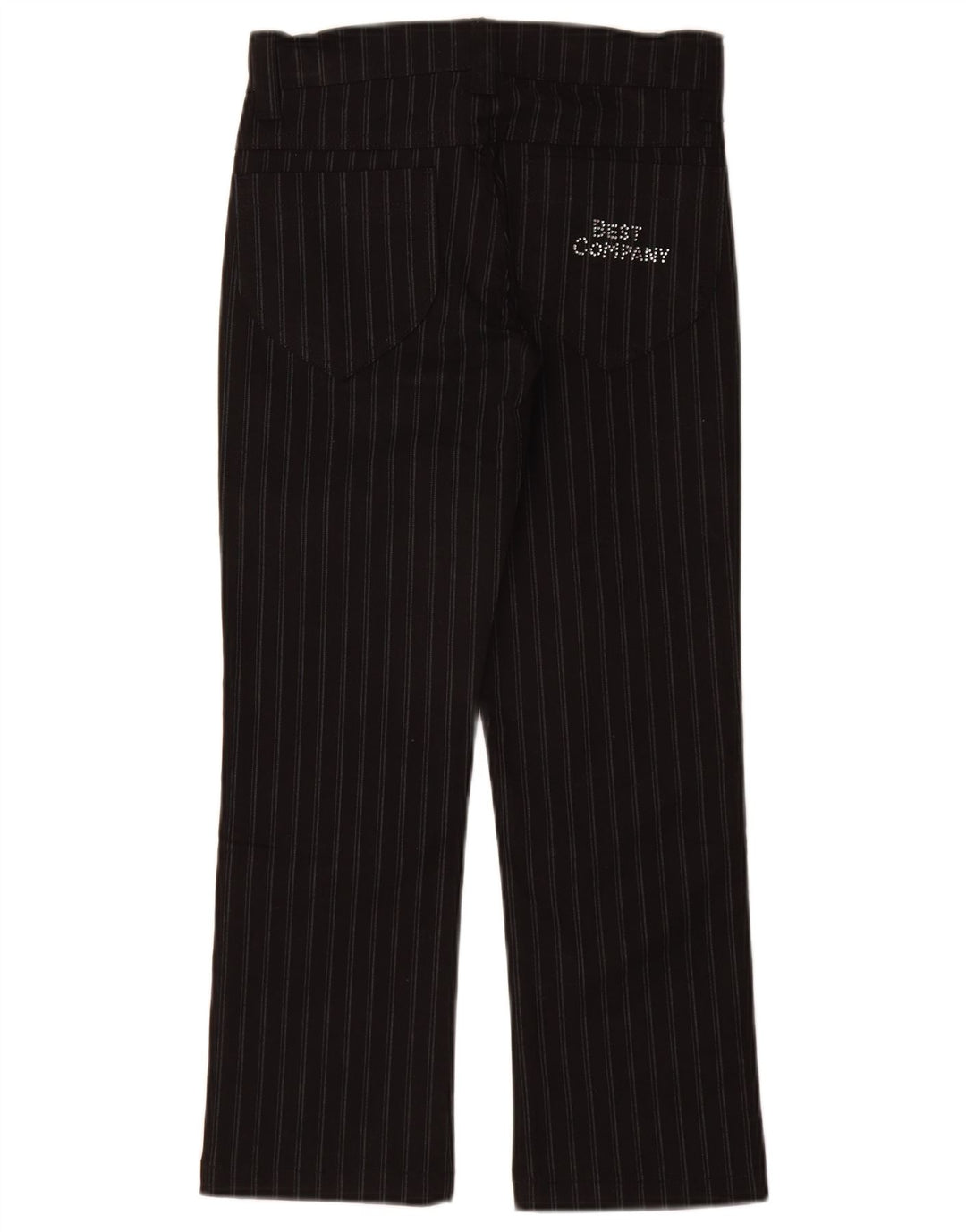BEST COMPANY Girls Casual Trousers 7-8 Years W24 L25 Black Pinstripe
