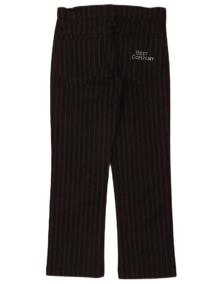 BEST COMPANY Girls Casual Trousers 7-8 Years W24 L25 Black Pinstripe