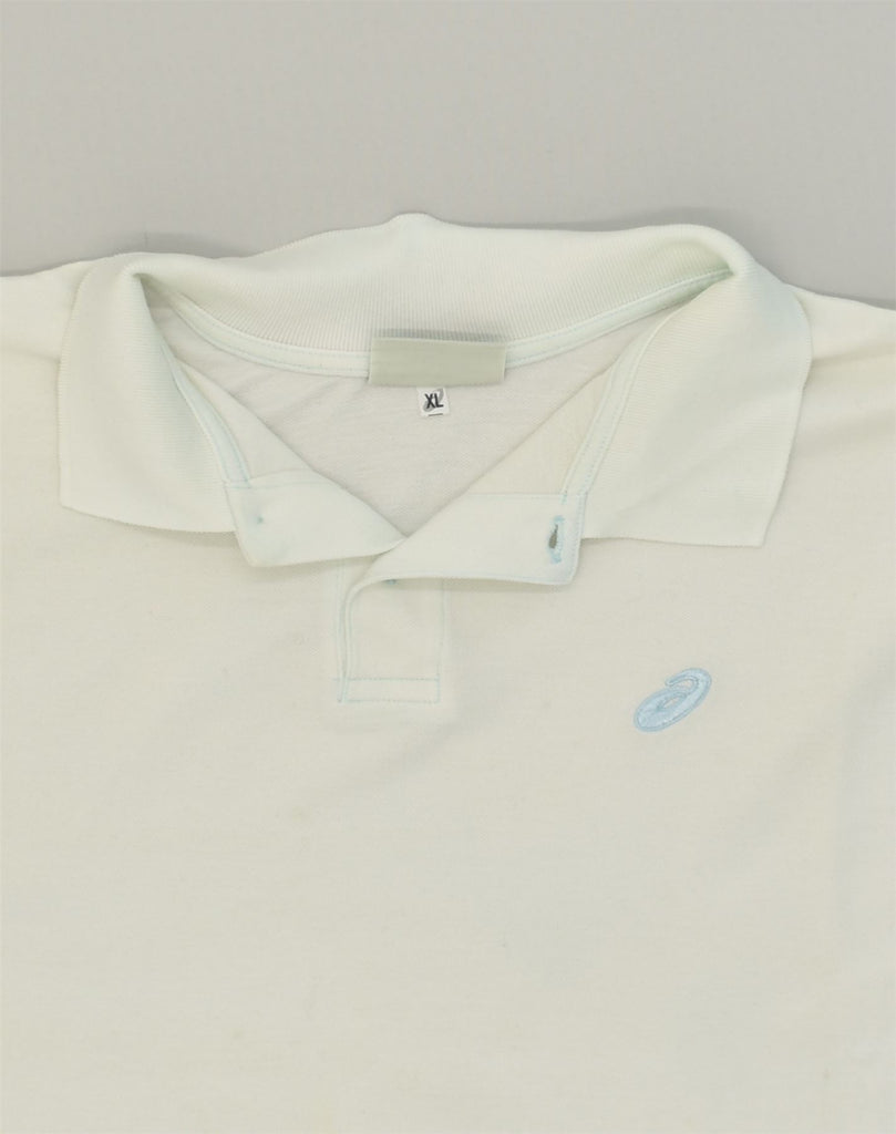 ASICS Mens Polo Shirt XL White Cotton | Vintage Asics | Thrift | Second-Hand Asics | Used Clothing | Messina Hembry 