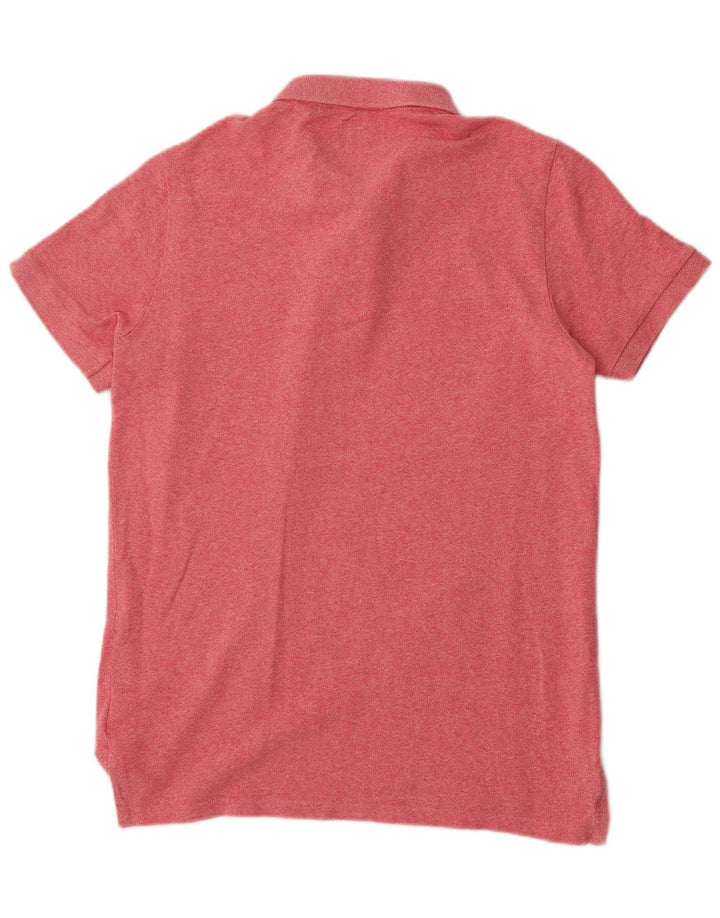 Superdry Mens Polo Shirt Large Pink Flecked Cotton