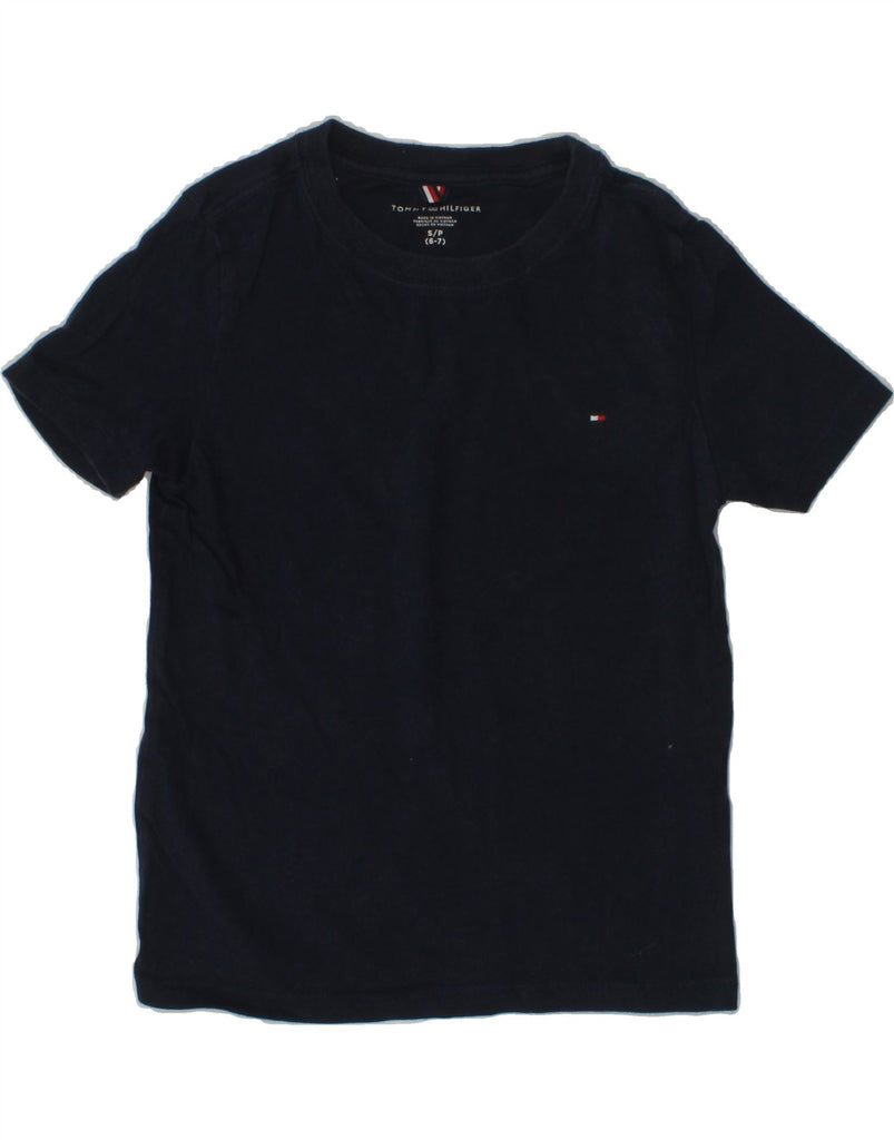 TOMMY HILFIGER Boys T-Shirt Top 6-7 Years Small  Navy Blue Cotton | Vintage Tommy Hilfiger | Thrift | Second-Hand Tommy Hilfiger | Used Clothing | Messina Hembry 