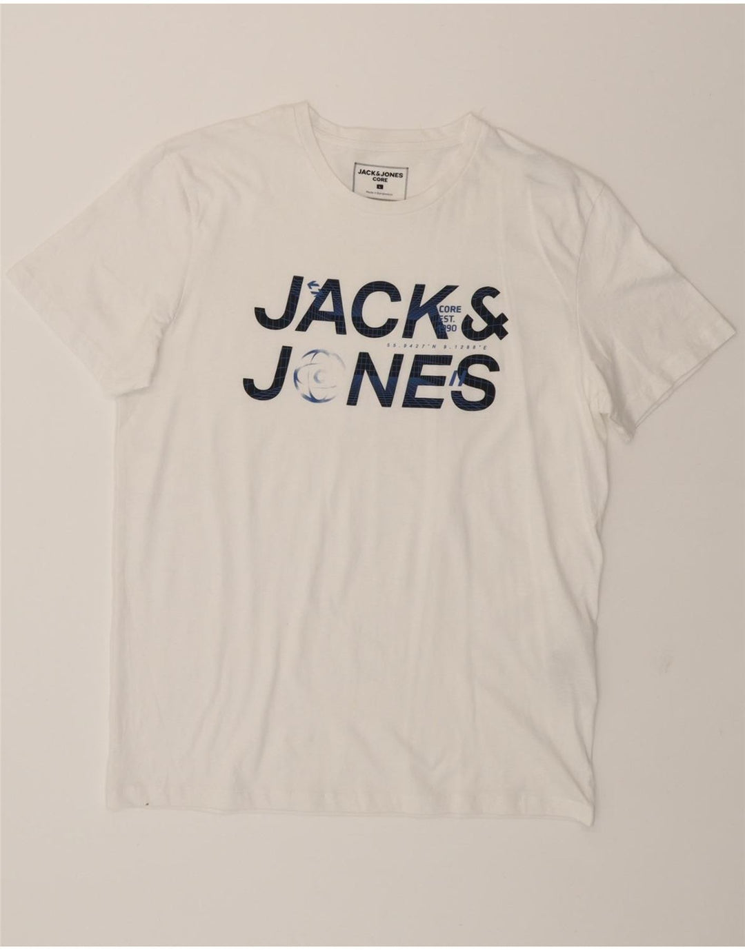 JACK & JONES Mens Graphic T-Shirt Top Large White Cotton Vintage Jack & Jones and Second-Hand Jack & Jones from Messina Hembry 