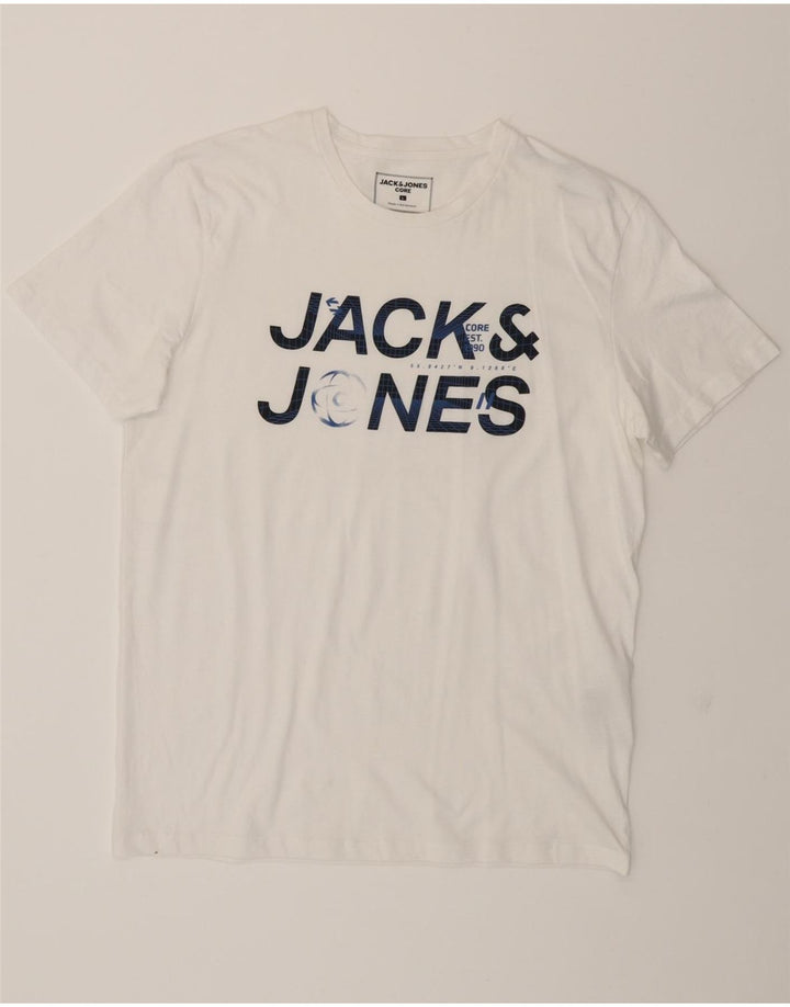 JACK & JONES Mens Graphic T-Shirt Top Large White Cotton Vintage Jack & Jones and Second-Hand Jack & Jones from Messina Hembry 