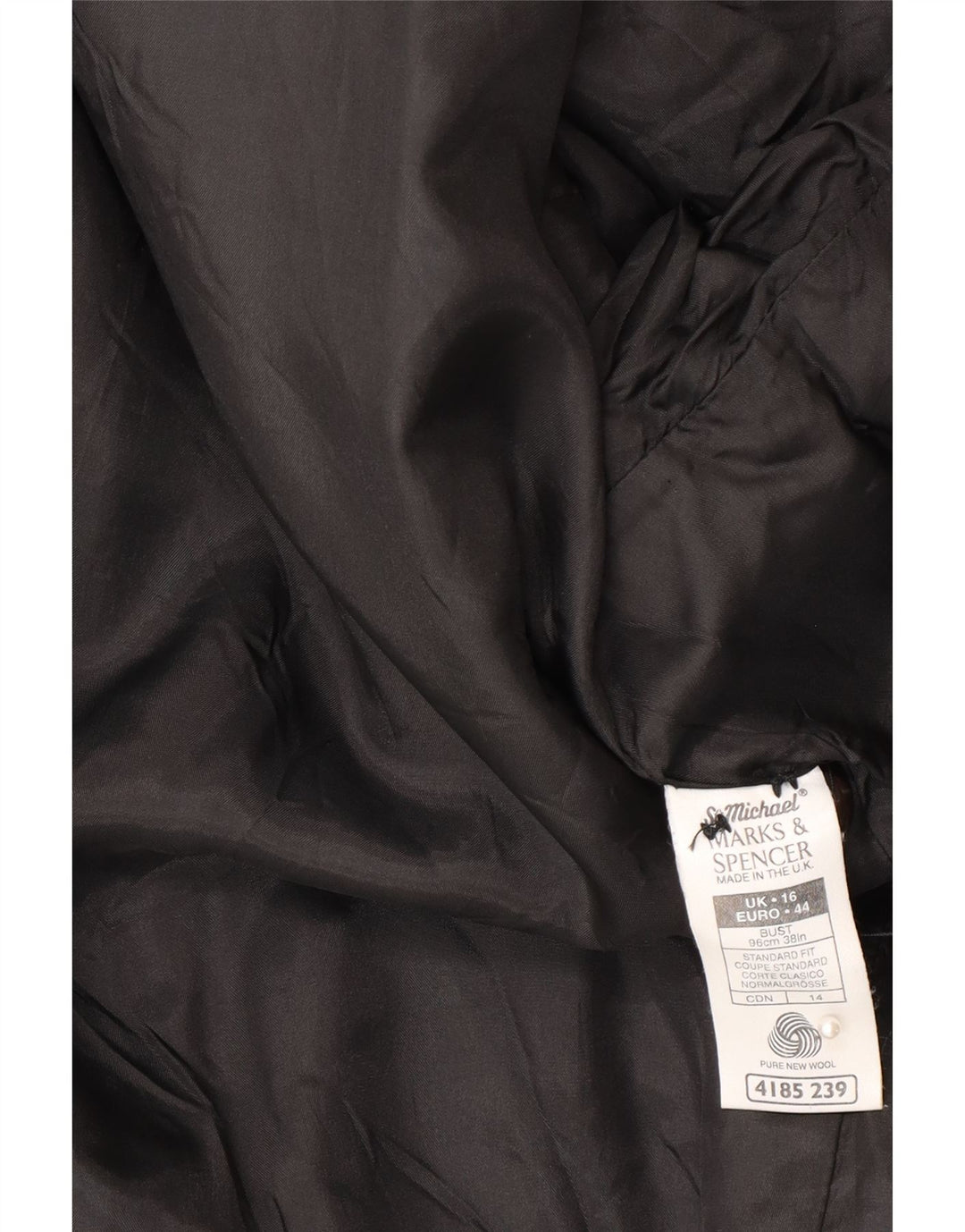 Marks & Spencer Womens 1 Button Blazer Jacket UK 16 Large Black Wool