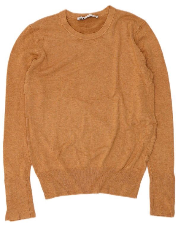 Zara Womens Crew Neck Jumper Sweater UK 16 Large Beige