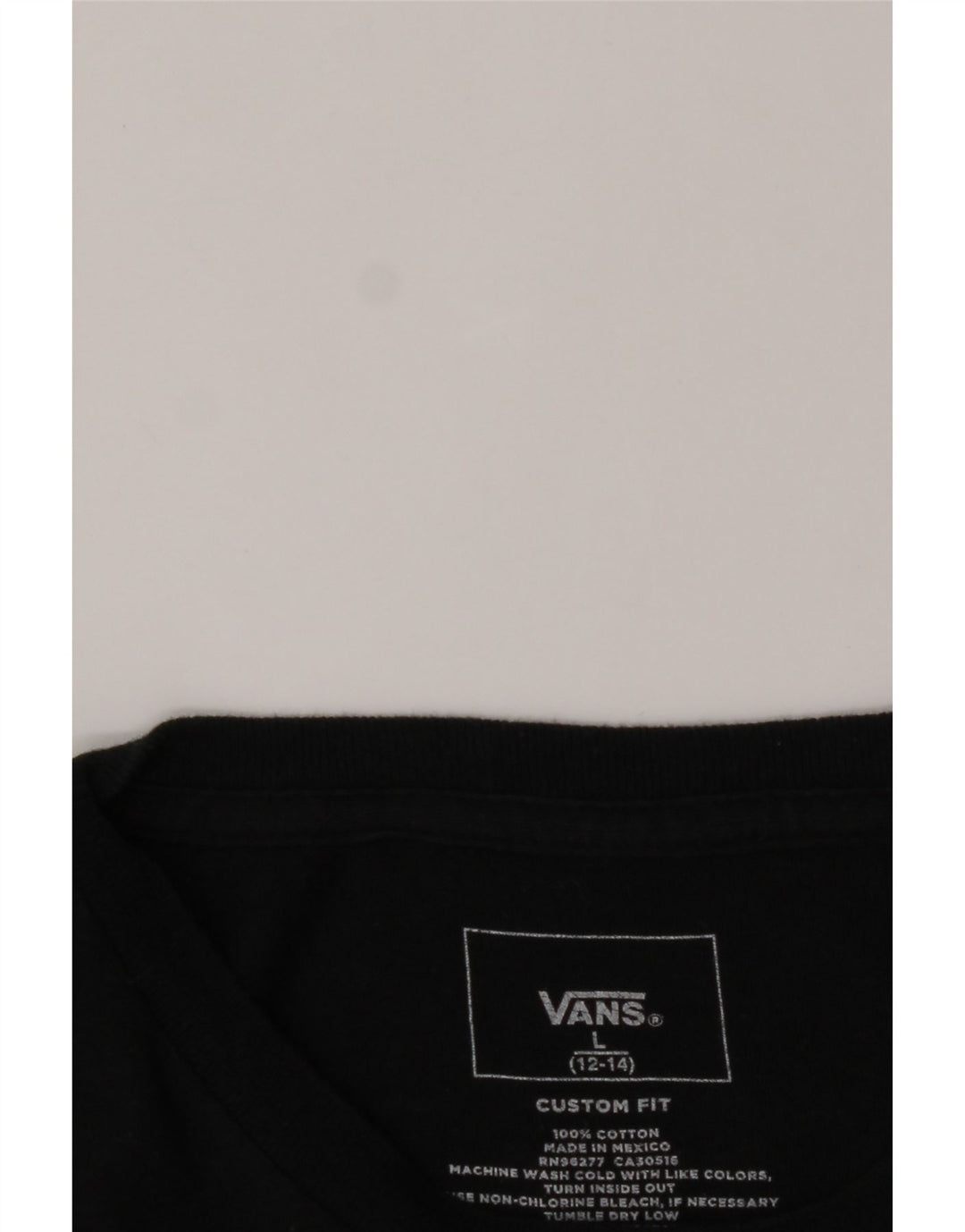 VANS Boys Custom Fit Graphic Top Long Sleeve 12-13 Years Large  Black Vintage Vans and Second-Hand Vans from Messina Hembry 
