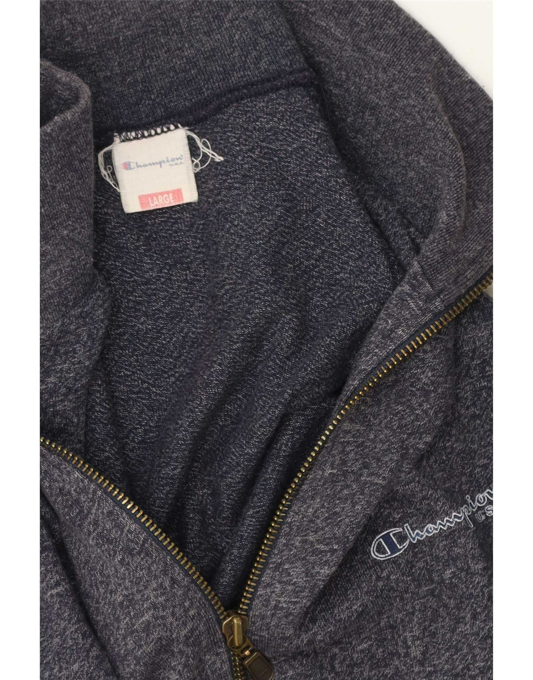 Champion Mens Graphic Tracksuit Top Jacket Large Navy Blue Flecked Cotton