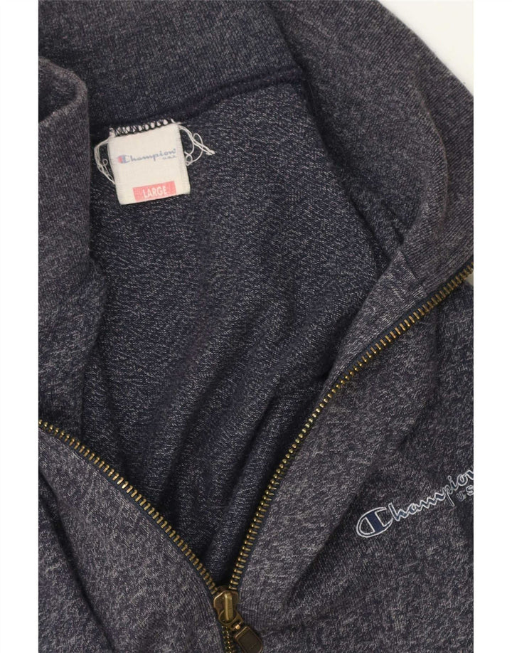 Champion Mens Graphic Tracksuit Top Jacket Large Navy Blue Flecked Cotton