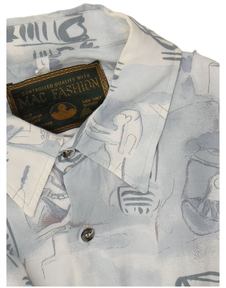 Mac Fashion Mens Abstract Pattern Shirt Large Blue