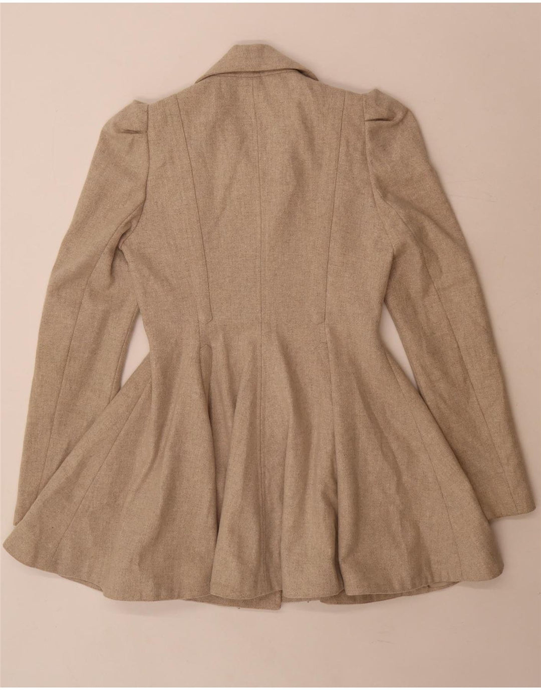 Topshop Womens Princess Coat UK 8 Small  Beige Wool