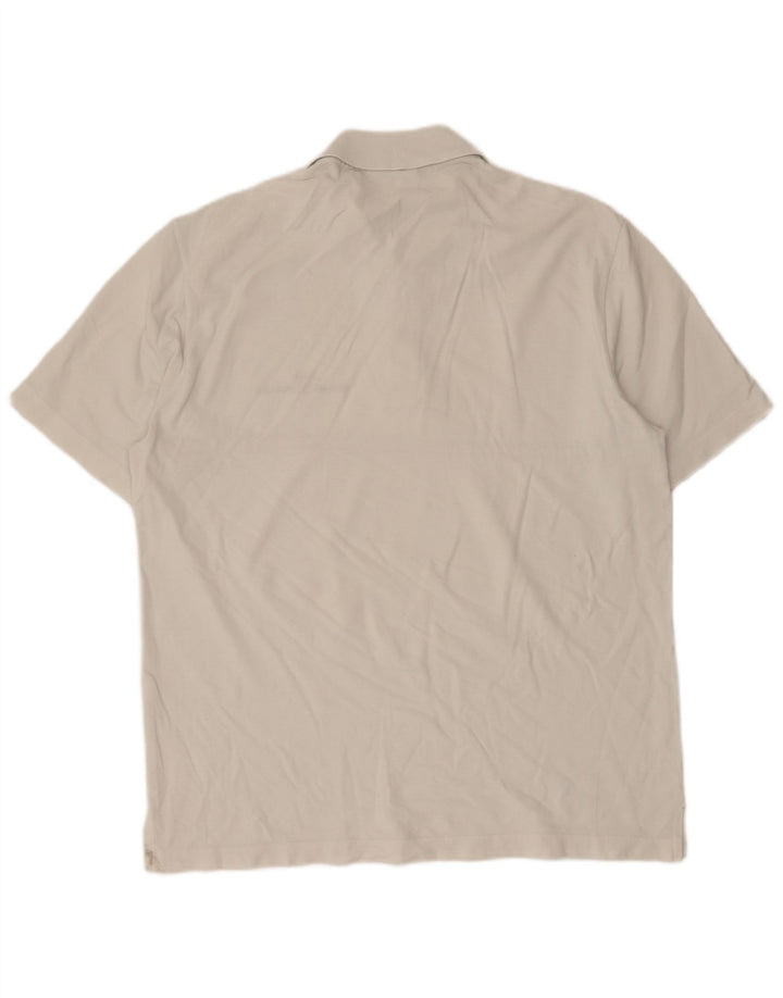 Sergio Tacchini Mens Polo Shirt Large White Striped Cotton