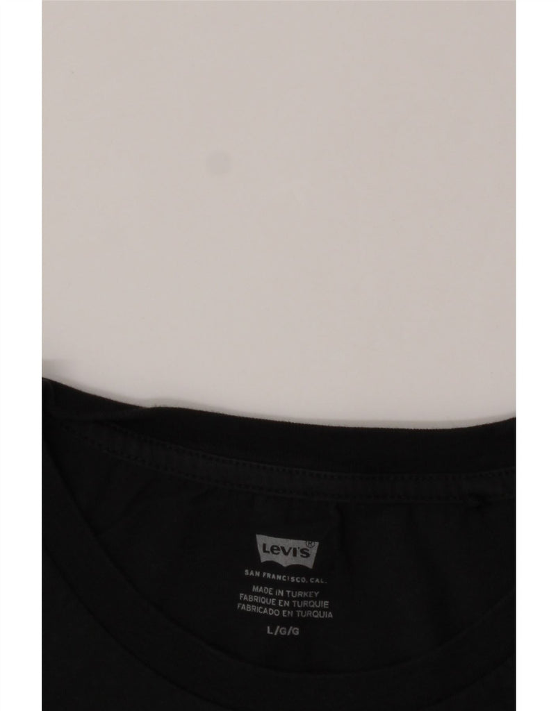 LEVI'S Womens Graphic T-Shirt Top UK 14 Large Black Cotton Vintage Levi's and Second-Hand Levi's from Messina Hembry 