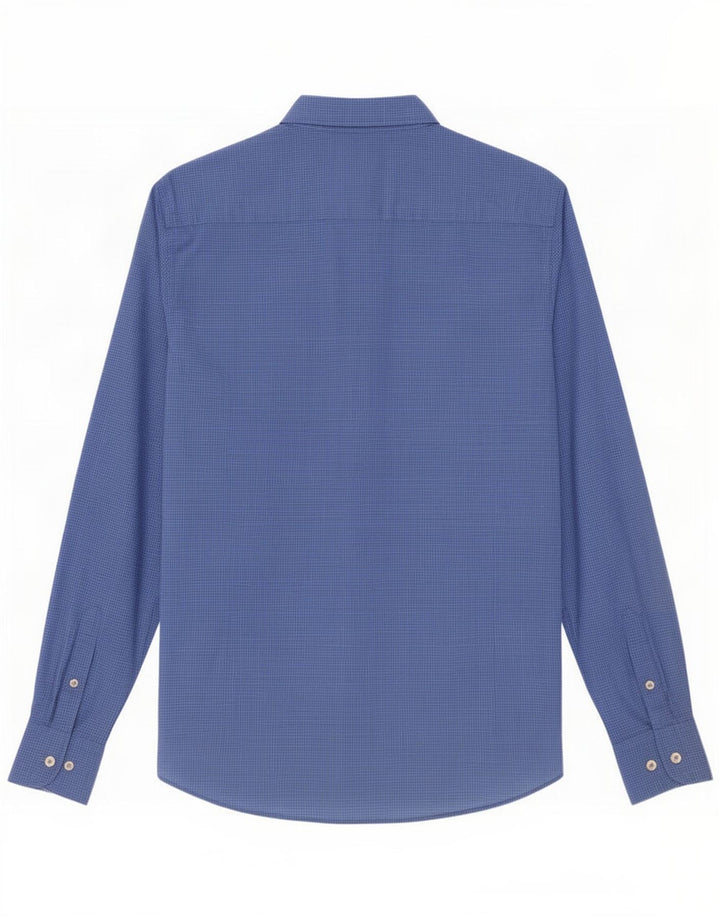 Massimo Dutti Mens Shirt XL Blue Check Cotton