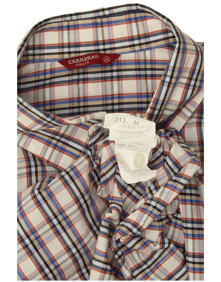 Carrera Mens Short Sleeve Shirt Medium Grey Check Cotton