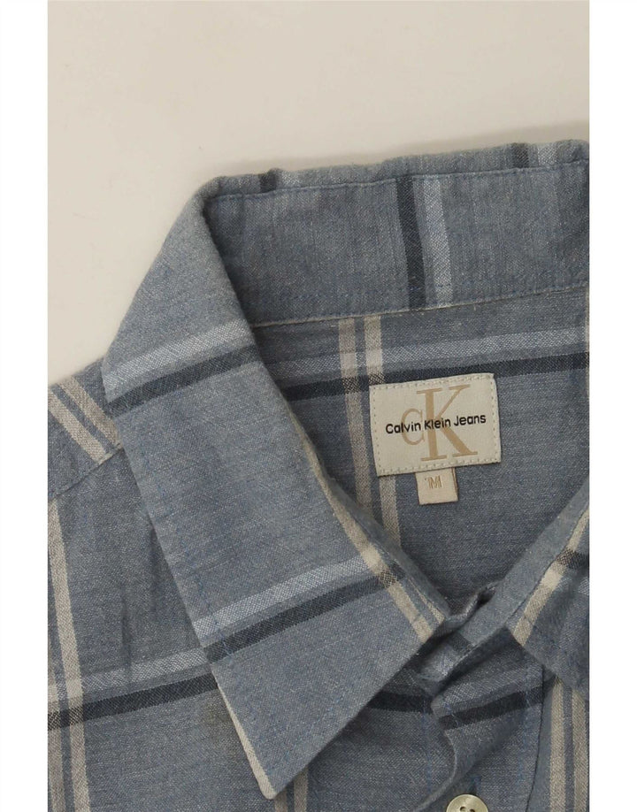 Calvin Klein Jeans Mens Short Sleeve Shirt Medium Blue Check