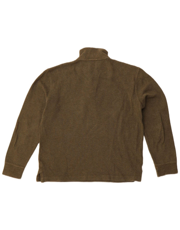 Polo Ralph Lauren Mens Zip Neck Sweatshirt Jumper Small Khaki Cotton