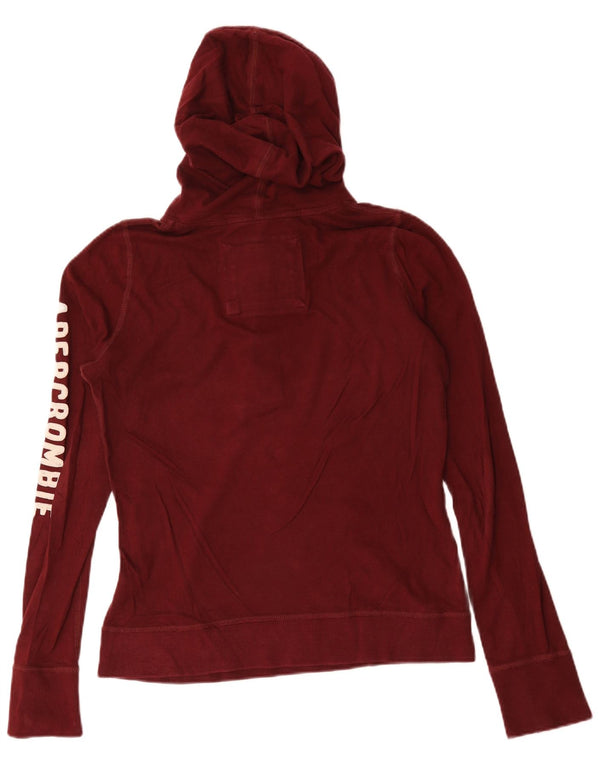 Abercrombie & Fitch Womens Button Neck Hoodie Jumper UK 16 Large Burgundy