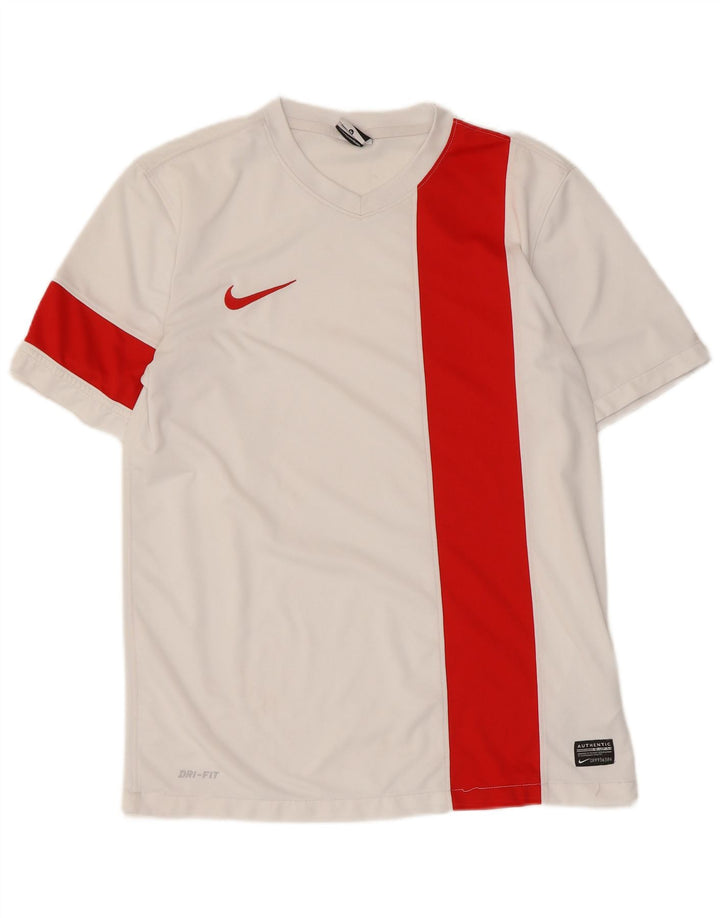 Nike Mens Dri Fit T-Shirt Top Medium White Colourblock Polyester