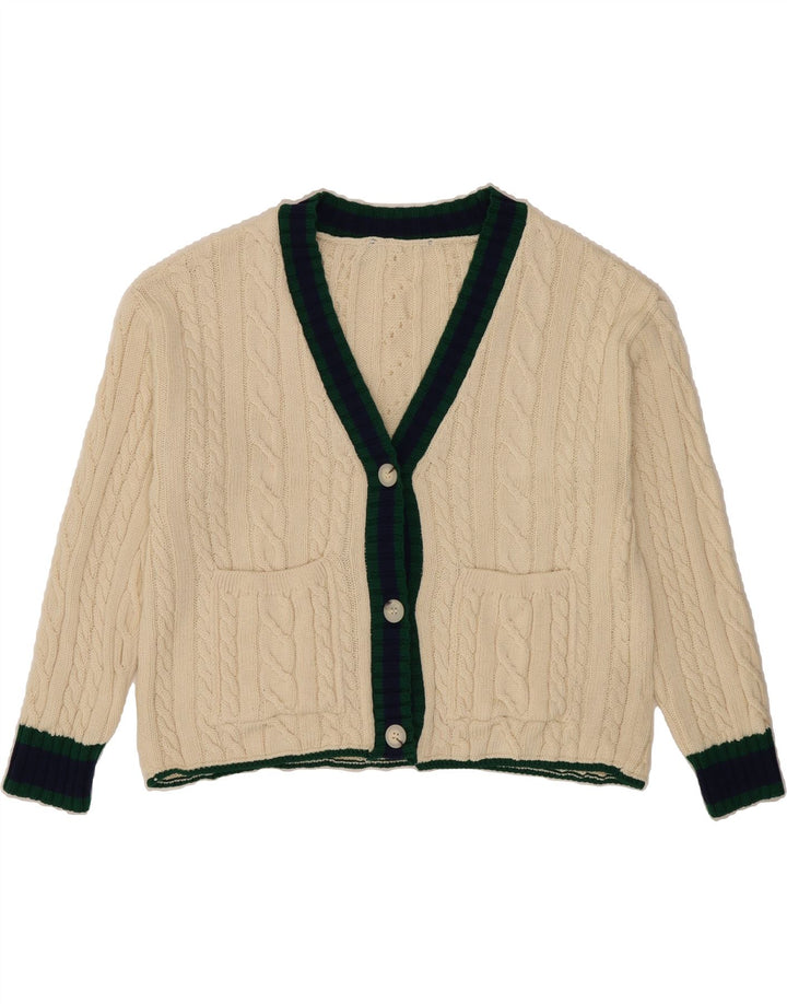 VINTAGE Womens Cardigan Sweater UK 14 Large Off White Vintage Vintage and Second-Hand Vintage from Messina Hembry 