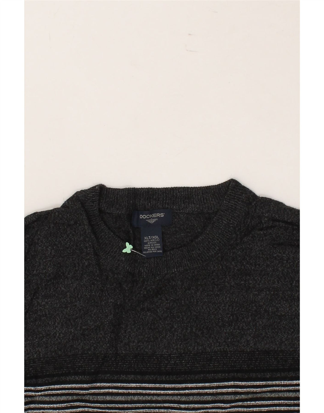 DOCKERS Mens Crew Neck Jumper Sweater XL Grey Colourblock Acrylic Vintage Dockers and Second-Hand Dockers from Messina Hembry 