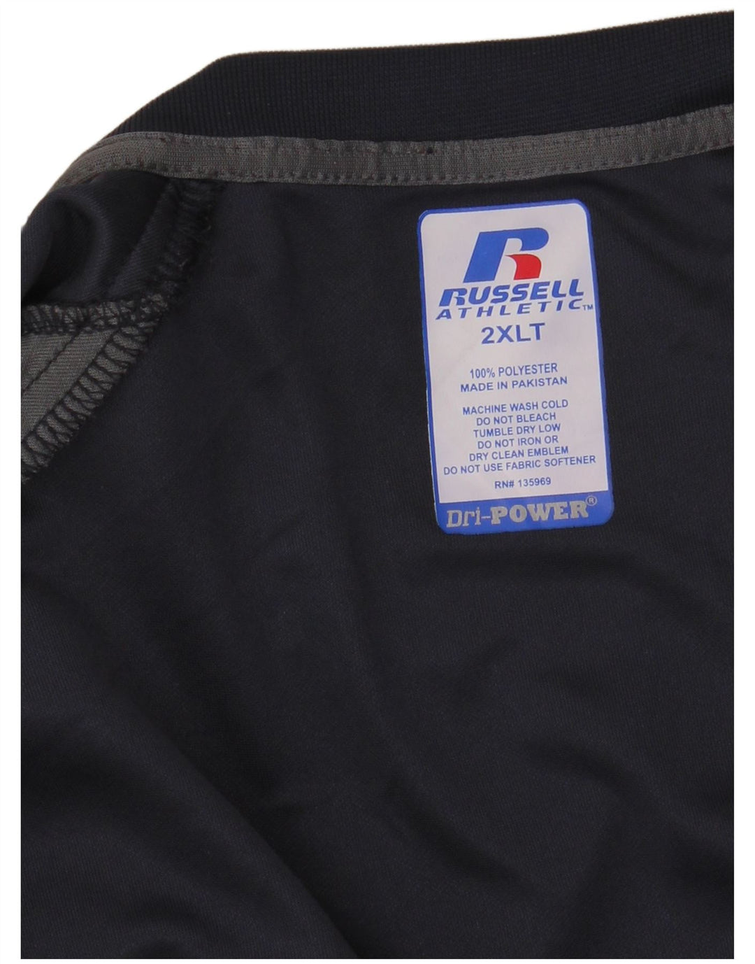 RUSSELL ATHLETIC Mens Tall T-Shirt Top 2XL Navy Blue Colourblock Polyester