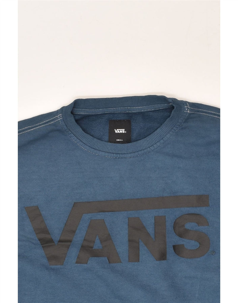 VANS Mens Graphic Sweatshirt Jumper Small Blue Cotton | Vintage Vans | Thrift | Second-Hand Vans | Used Clothing | Messina Hembry 