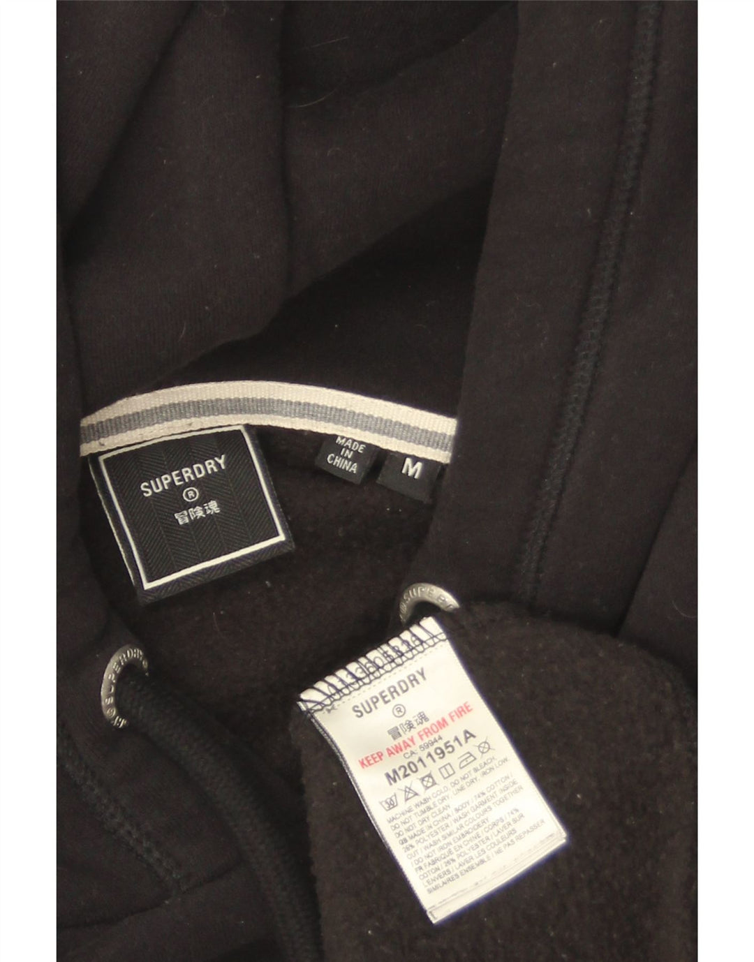 SUPERDRY Mens Hoodie Jumper Medium Black Cotton
