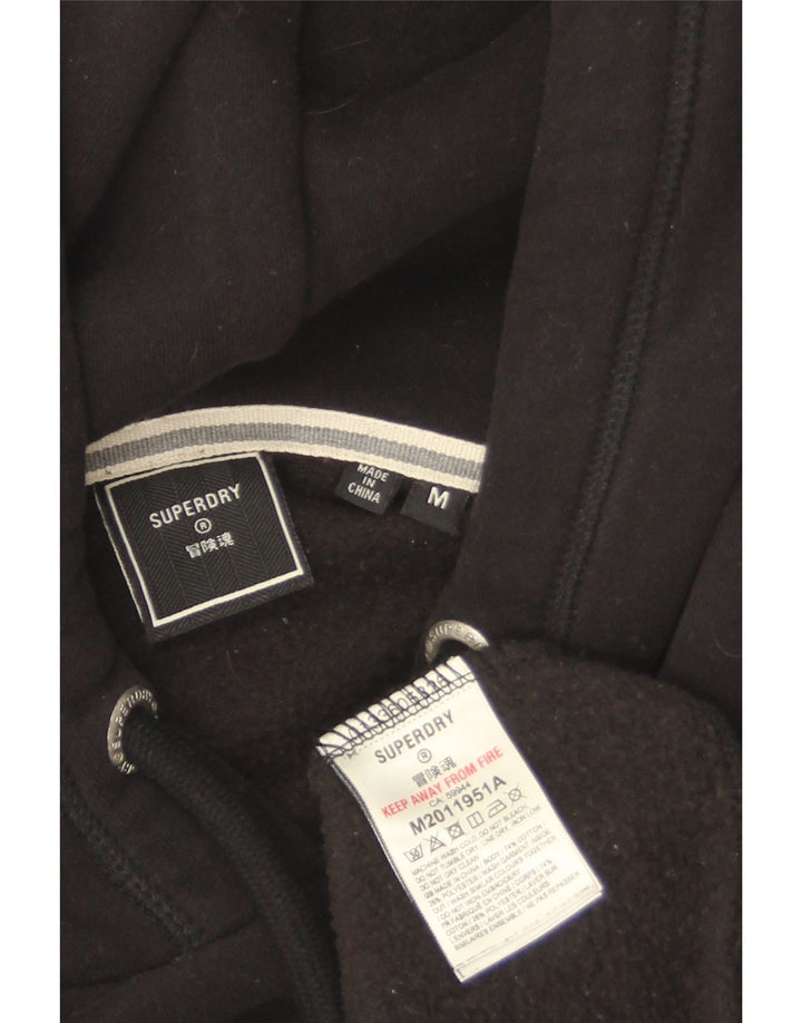 SUPERDRY Mens Hoodie Jumper Medium Black Cotton