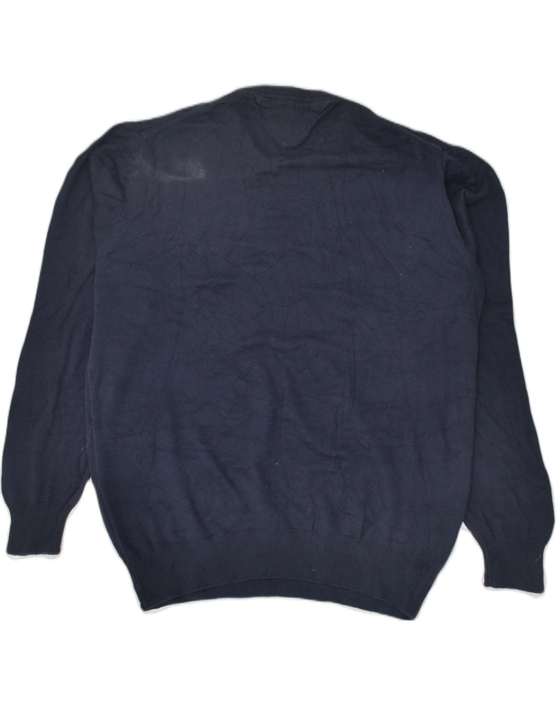 TOMMY HILFIGER Mens Crew Neck Jumper Sweater Large Navy Blue Cotton | Vintage Tommy Hilfiger | Thrift | Second-Hand Tommy Hilfiger | Used Clothing | Messina Hembry 