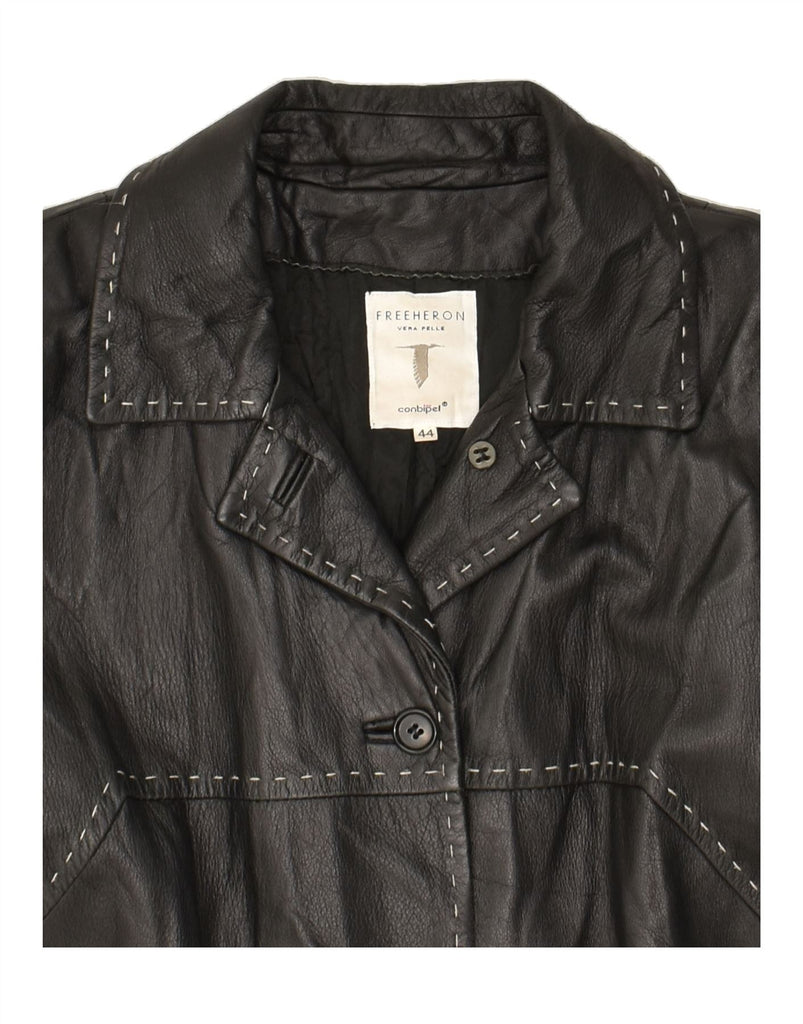 CONBIPEL Womens Leather Jacket IT 44 Medium Black Leather Vintage Conbipel and Second-Hand Conbipel from Messina Hembry 